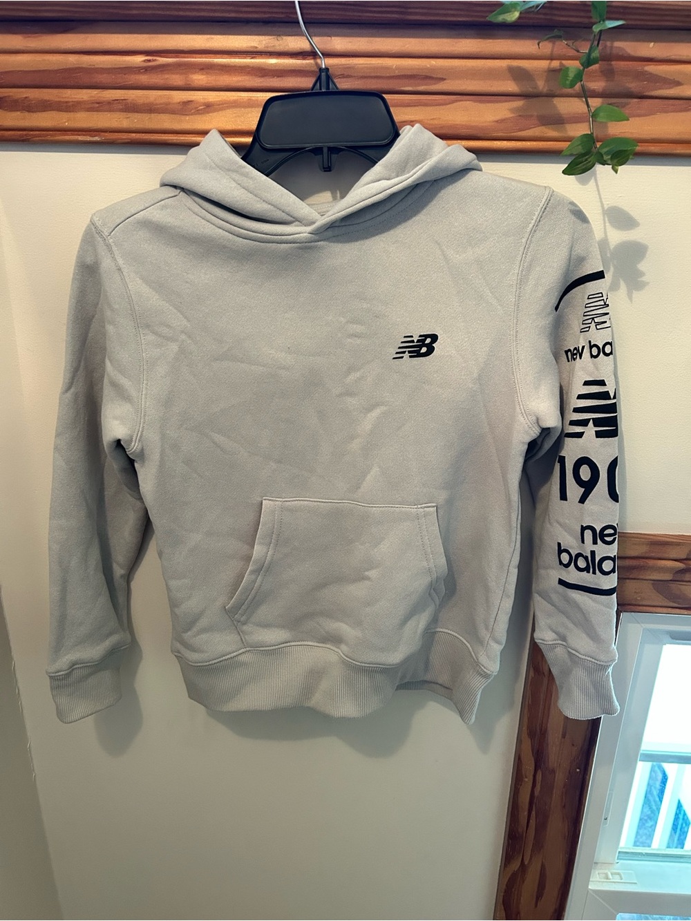 New Balance Gray Hoodie with Sleeve Logo